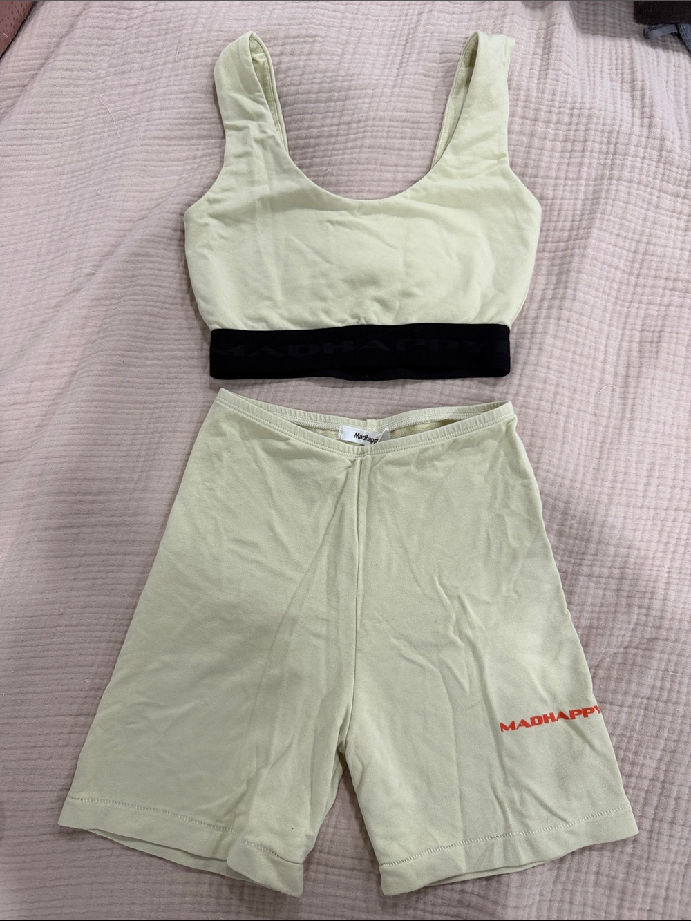 Madhappy Pale Yellow Scoop Sports Bra with Black Band